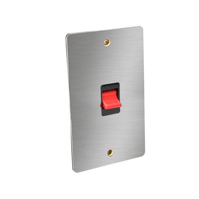 Flat Range Flex Outlet Switched + Neon Satin Chrome Black Insert